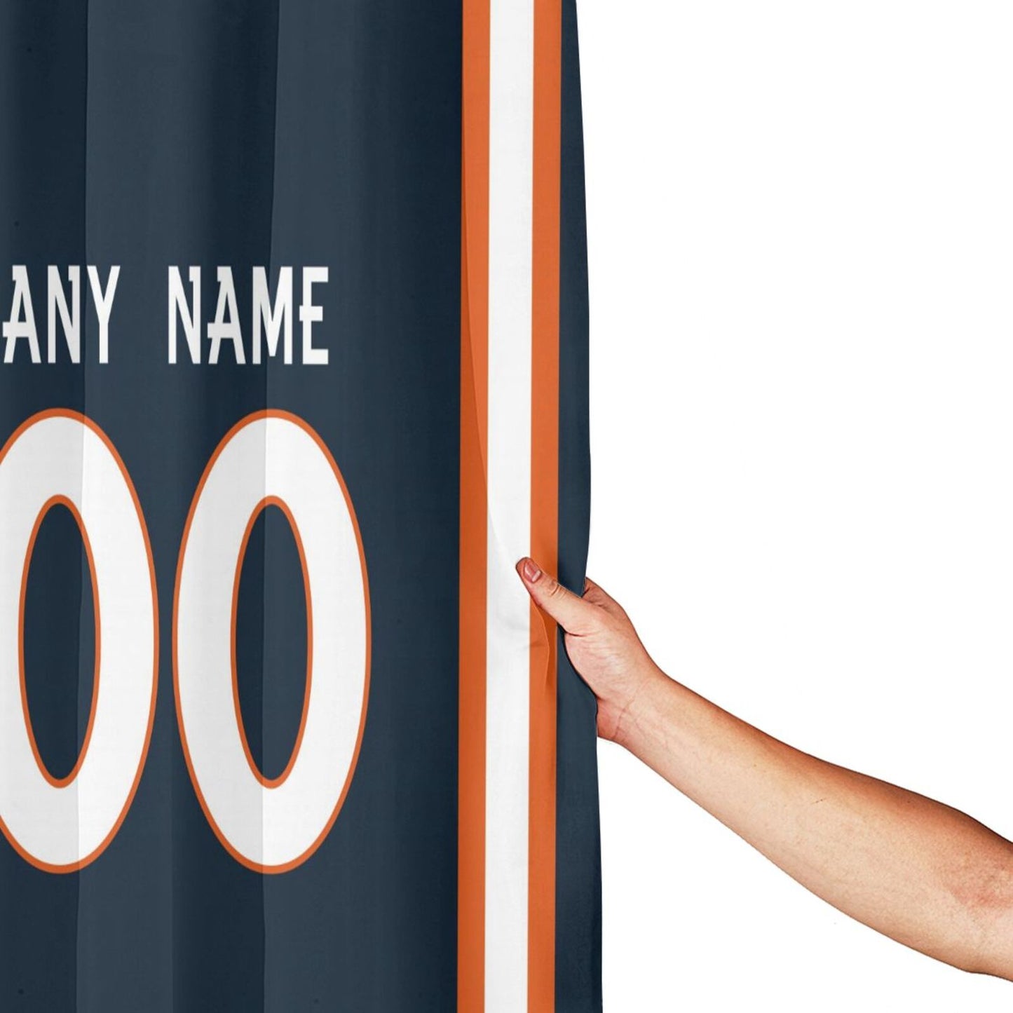 Custom Football Denver Broncos style personalized shower curtain custom design name and number set of 12 shower curtain hooks Rings