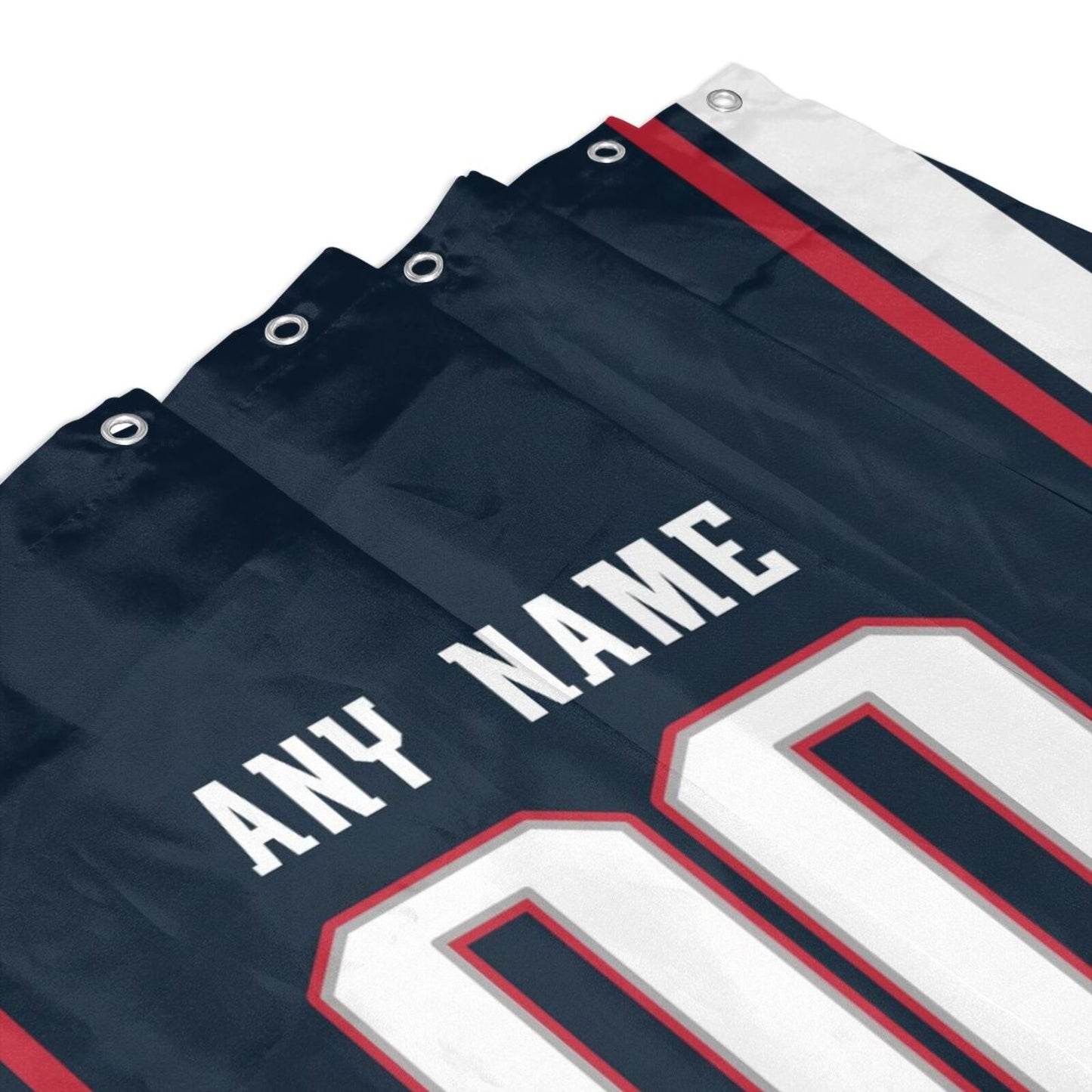 Custom Football New England Patriots style personalized shower curtain custom design name and number set of 12 shower curtain hooks Rings