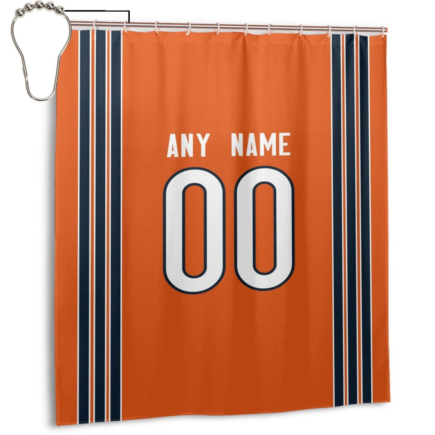 Custom Football Chicago Bears style personalized shower curtain custom design name and number set of 12 shower curtain hooks Rings