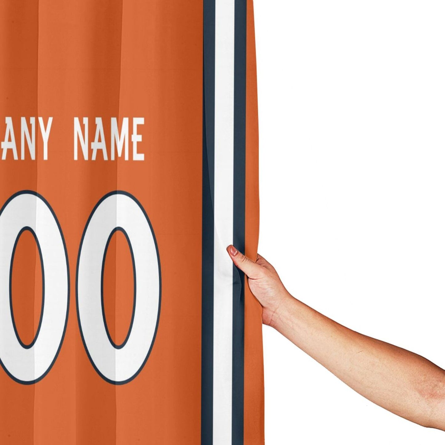 Custom Football Denver Broncos style personalized shower curtain custom design name and number set of 12 shower curtain hooks Rings