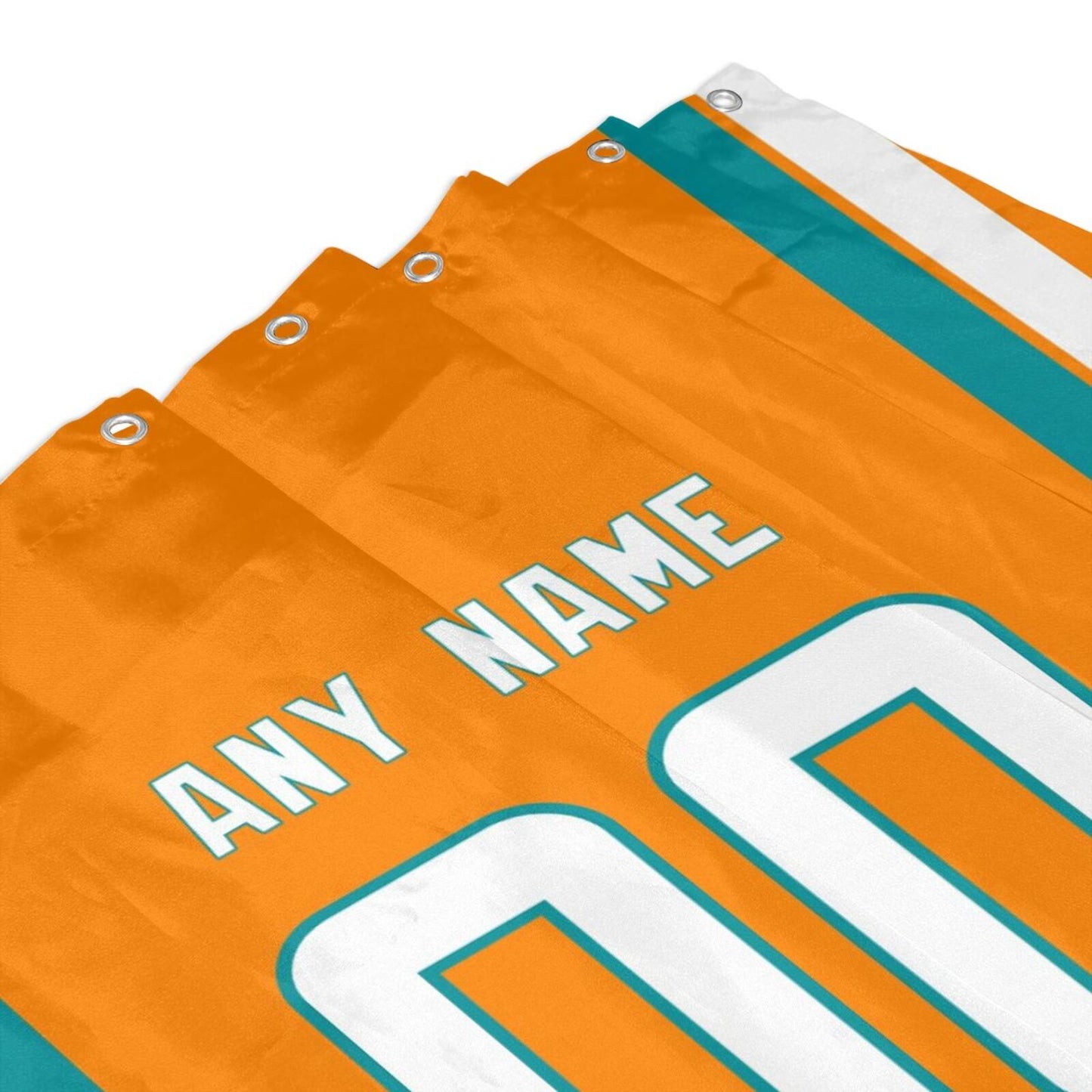 Custom Football Miami Dolphins style personalized shower curtain custom design name and number set of 12 shower curtain hooks Rings