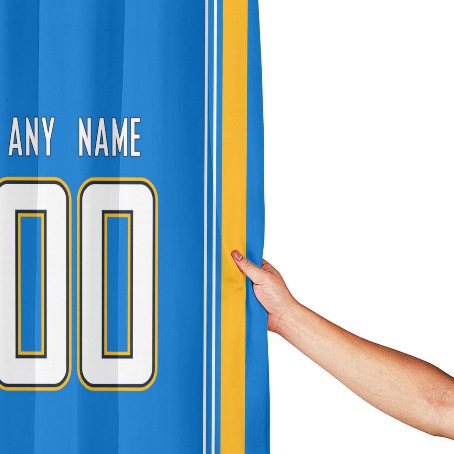 Custom Football Los Angeles Chargers style personalized shower curtain custom design name and number set of 12 shower curtain hooks Rings