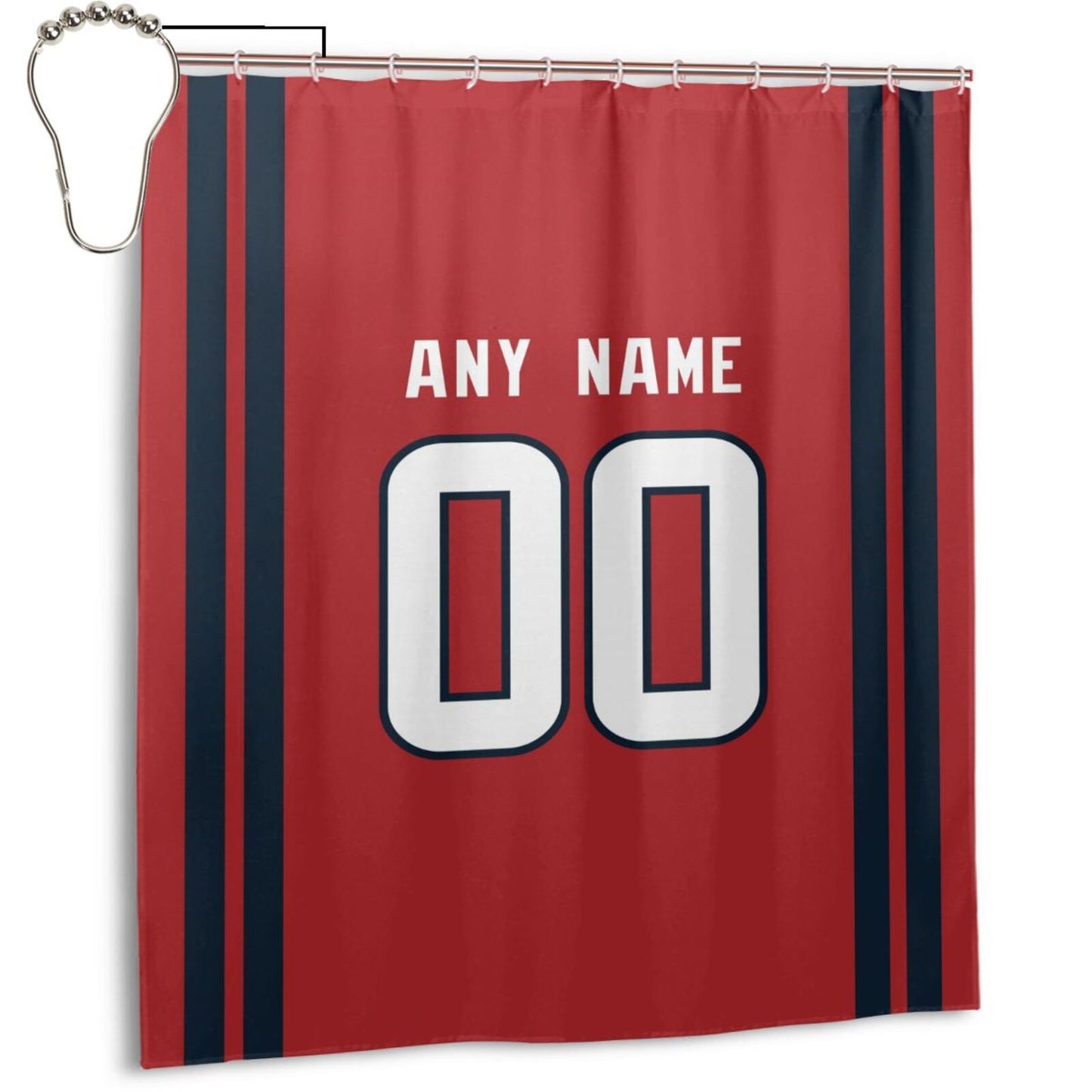Custom Football Houston Texans style personalized shower curtain custom design name and number set of 12 shower curtain hooks Rings