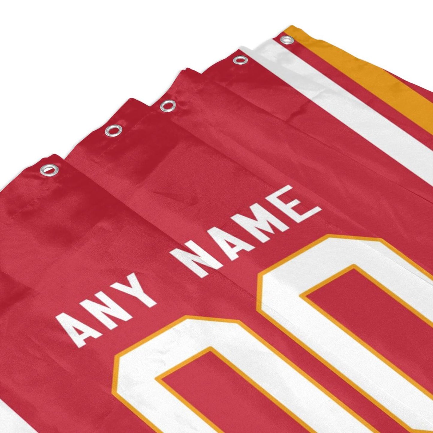 Custom Football Kansas City Chiefs style personalized shower curtain custom design name and number set of 12 shower curtain hooks Rings