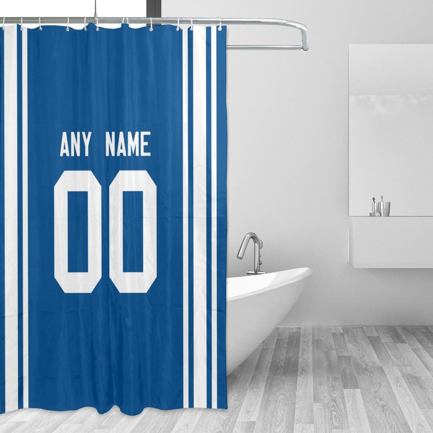 Custom Football New York Giants style personalized shower curtain custom design name and number set of 12 shower curtain hooks Rings
