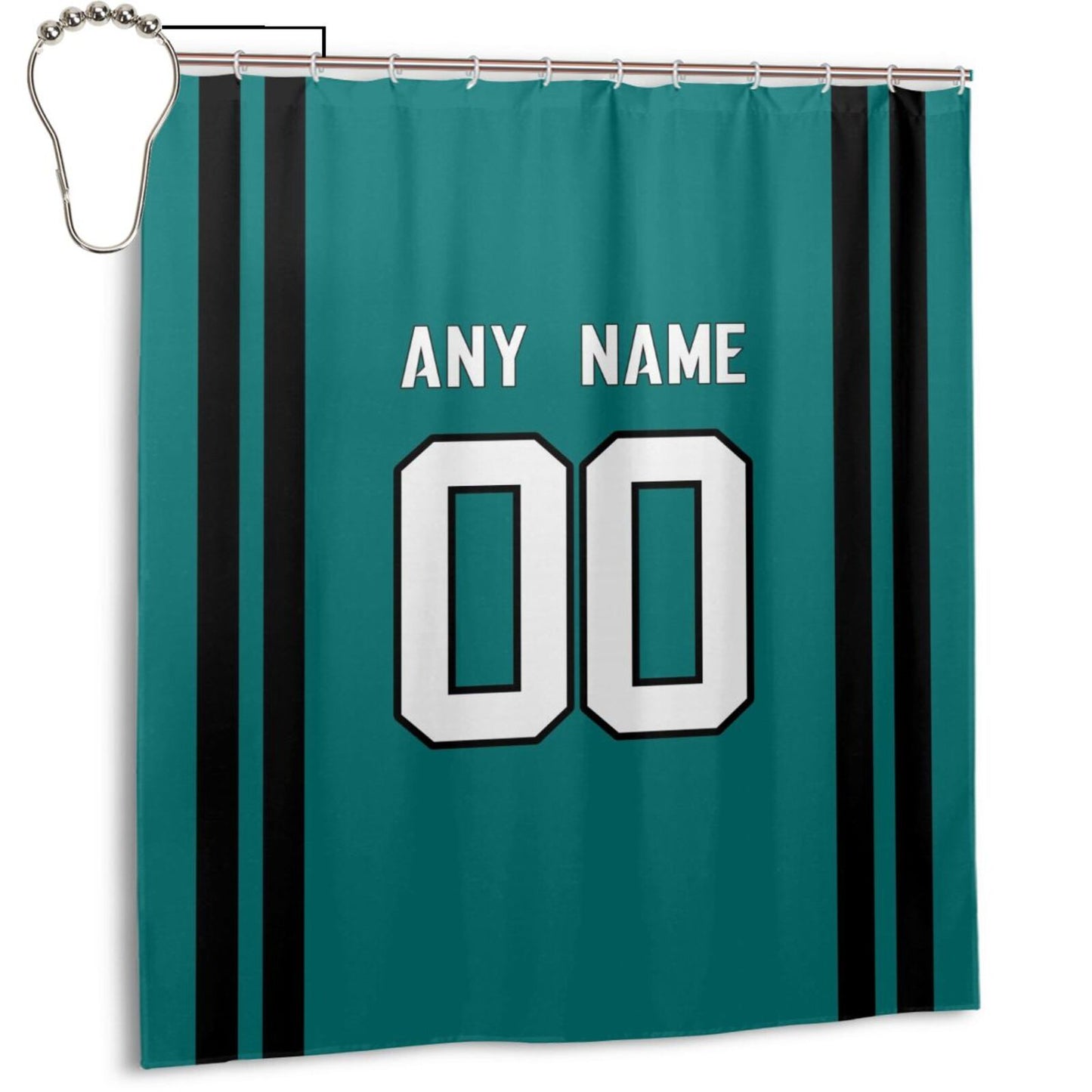 Custom Football Jacksonville Jaguars style personalized shower curtain custom design name and number set of 12 shower curtain hooks Rings