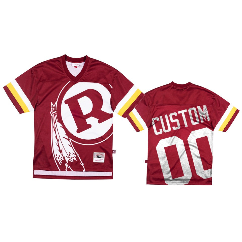 Men's Washington Redskins Custom Mitchell & Ness Burgundy Big Face Jersey