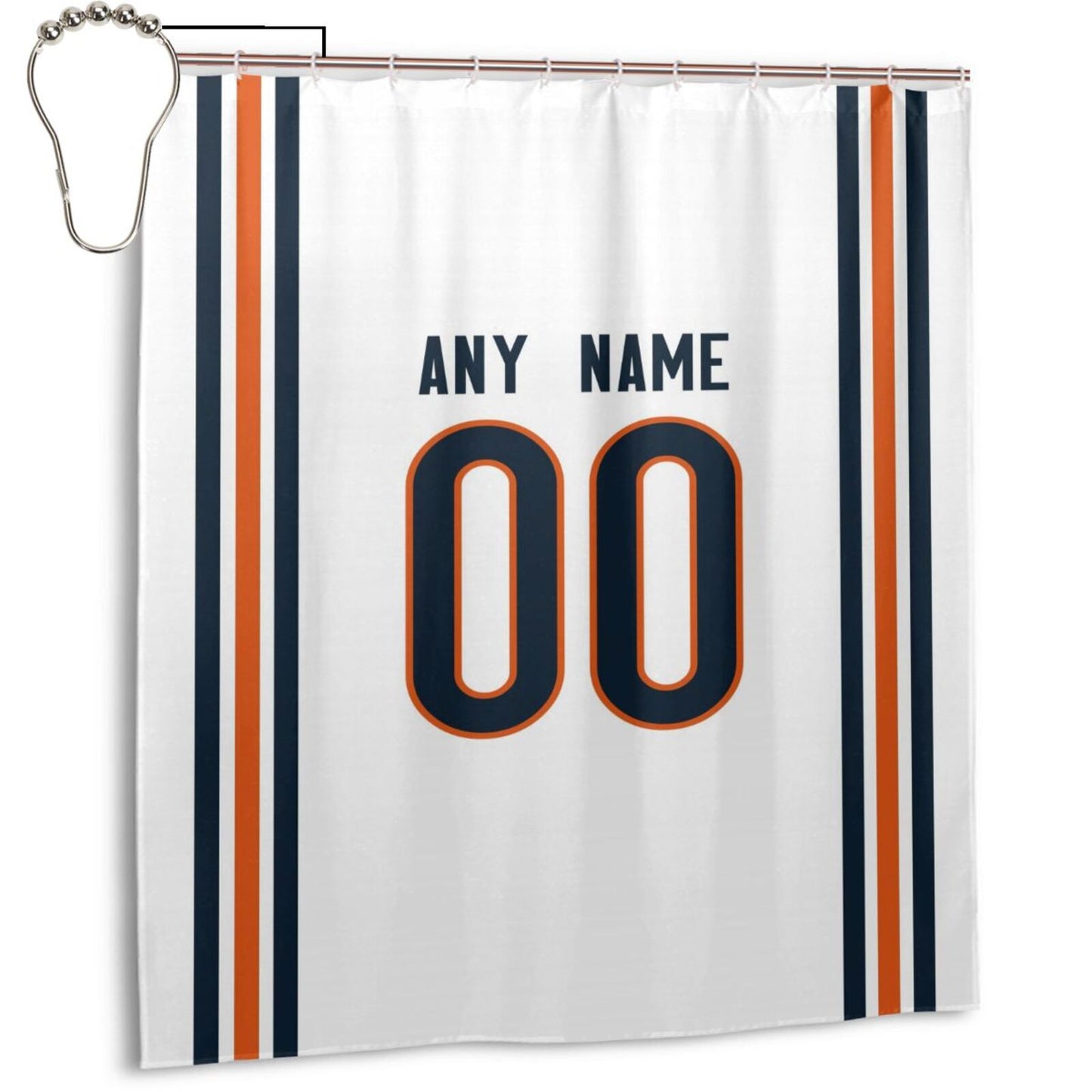 Custom Football Chicago Bears style personalized shower curtain custom design name and number set of 12 shower curtain hooks Rings