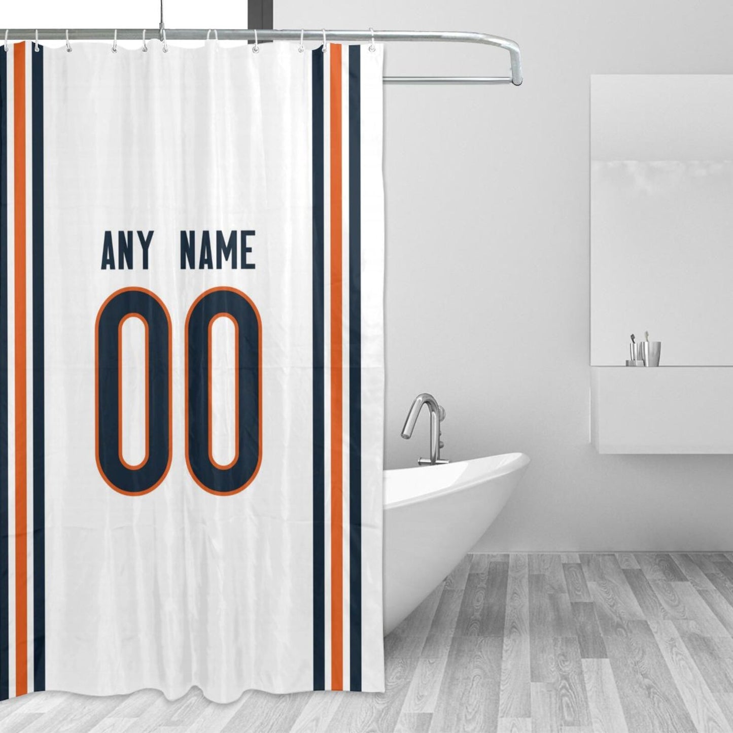 Custom Football Chicago Bears style personalized shower curtain custom design name and number set of 12 shower curtain hooks Rings