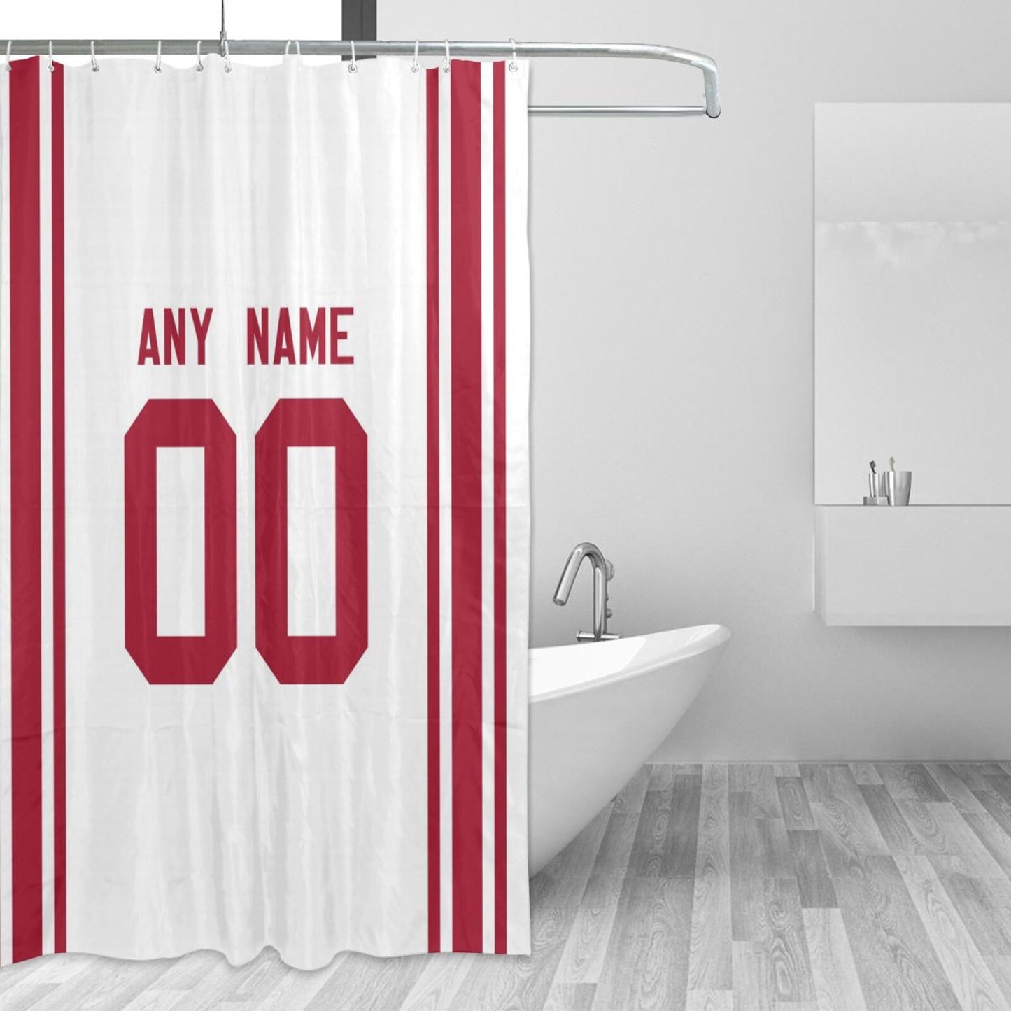 Custom Football New York Giants style personalized shower curtain custom design name and number set of 12 shower curtain hooks Rings