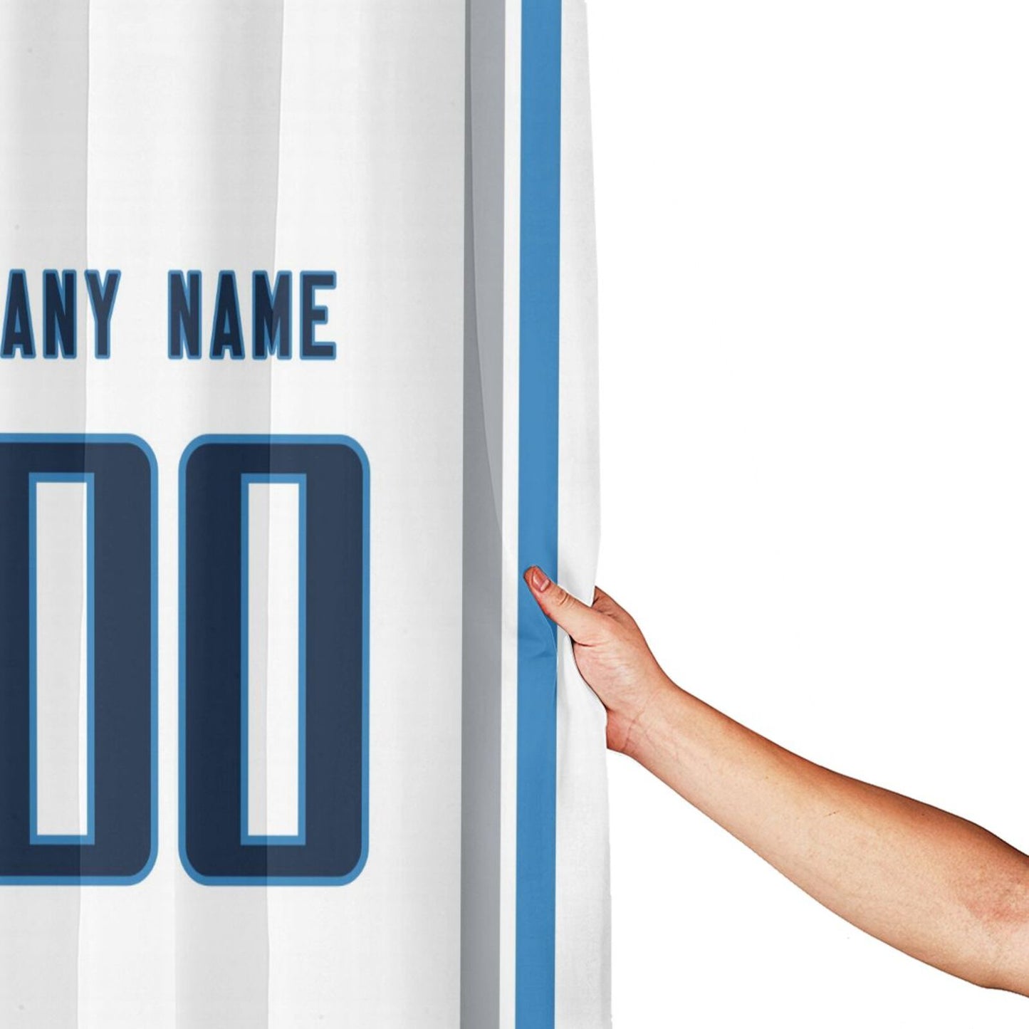 Custom Football Tennessee Titans style personalized shower curtain custom design name and number set of 12 shower curtain hooks Rings