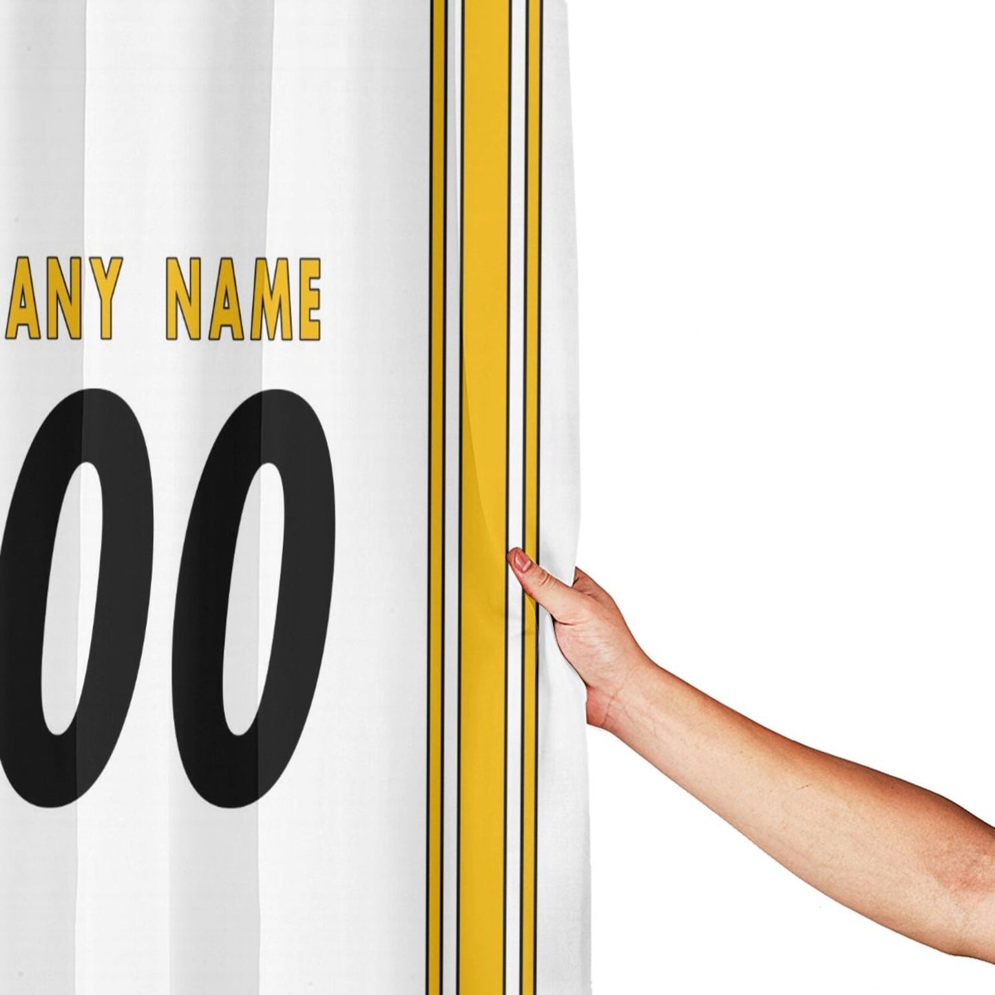 Custom Football Pittsburgh Steelers style personalized shower curtain custom design name and number set of 12 shower curtain hooks Rings