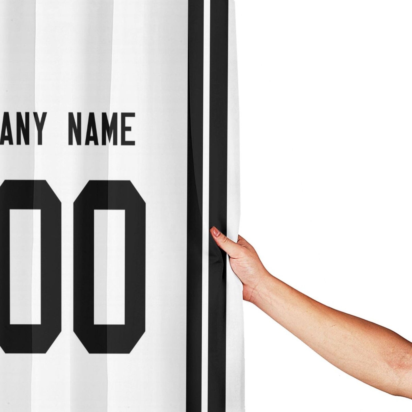 Custom Football Las Vegas Raiders style personalized shower curtain custom design name and number set of 12 shower curtain hooks Rings