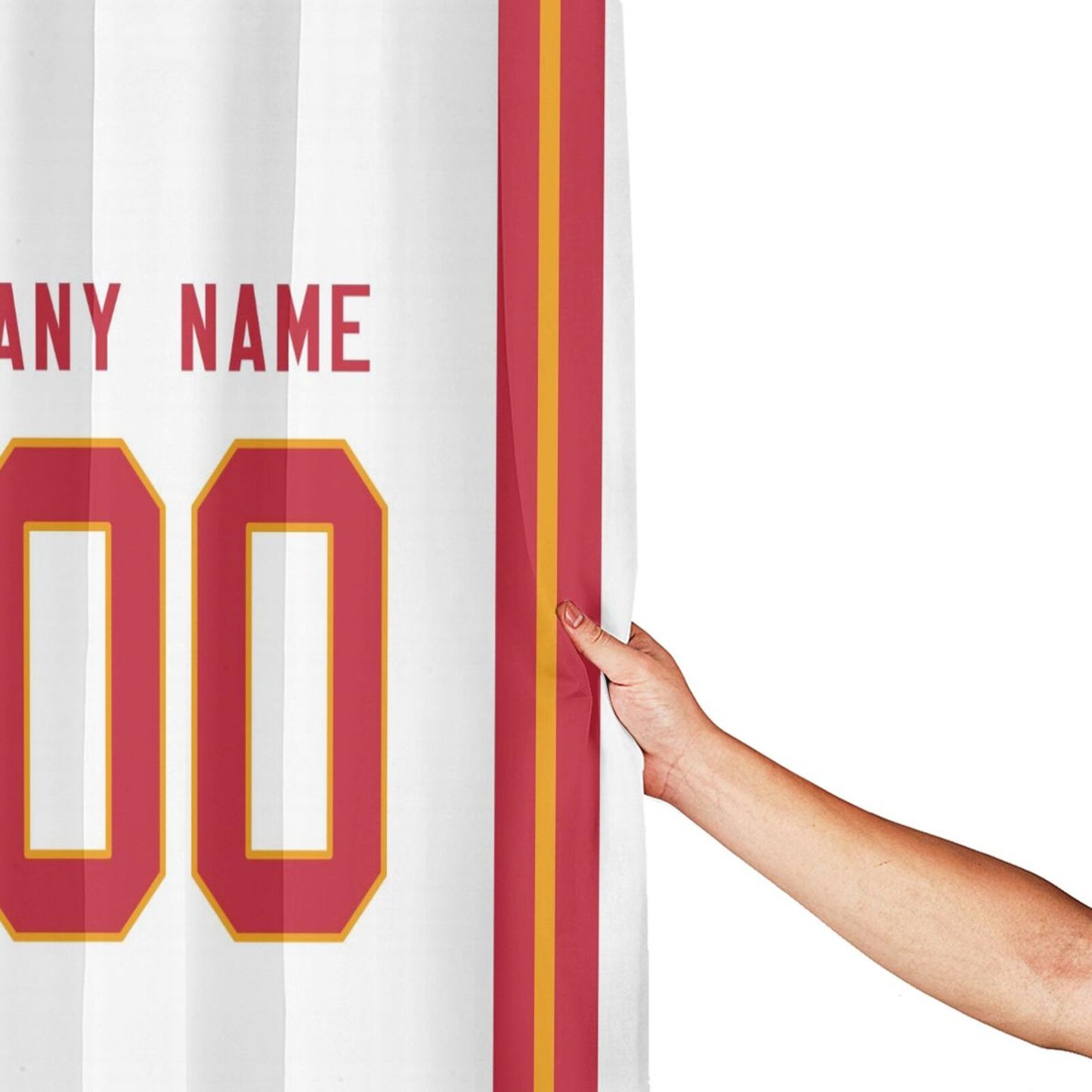 Custom Football Kansas City Chiefs style personalized shower curtain custom design name and number set of 12 shower curtain hooks Rings