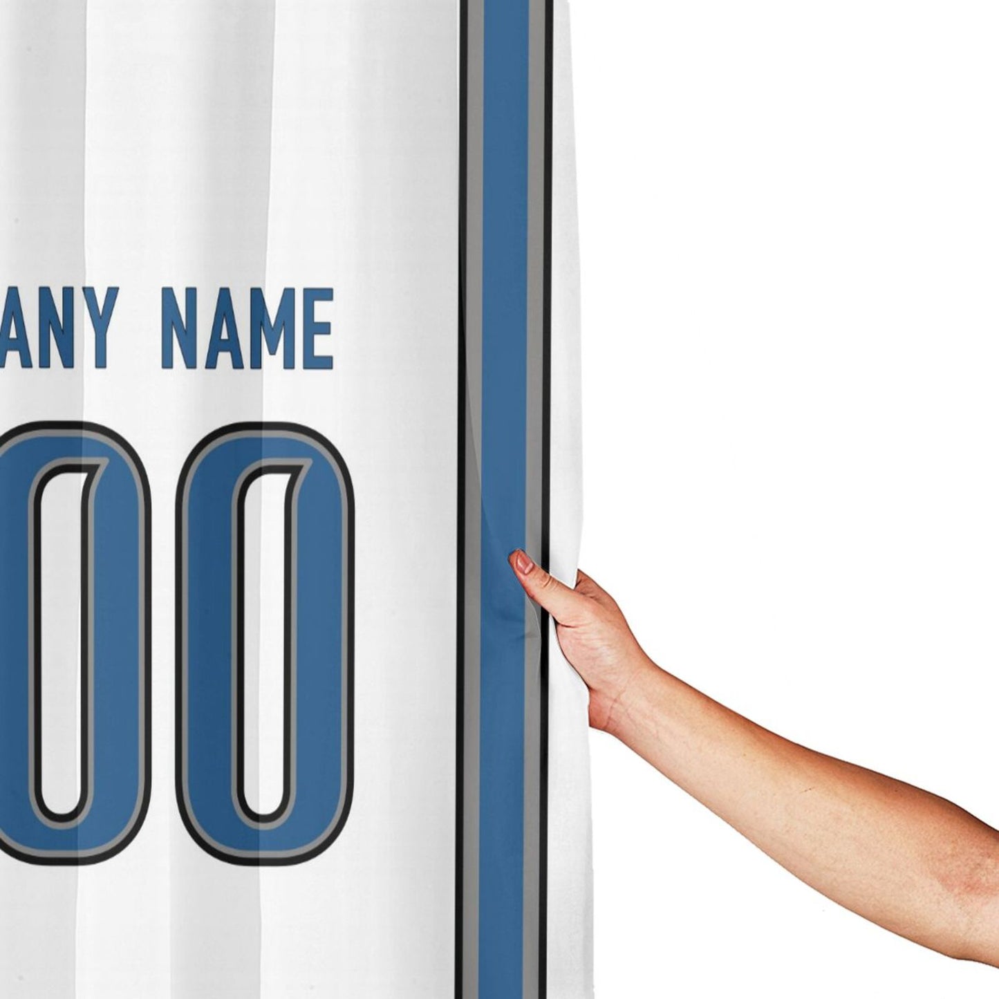 Custom Football Detroit Lions style personalized shower curtain custom design name and number set of 12 shower curtain hooks Rings