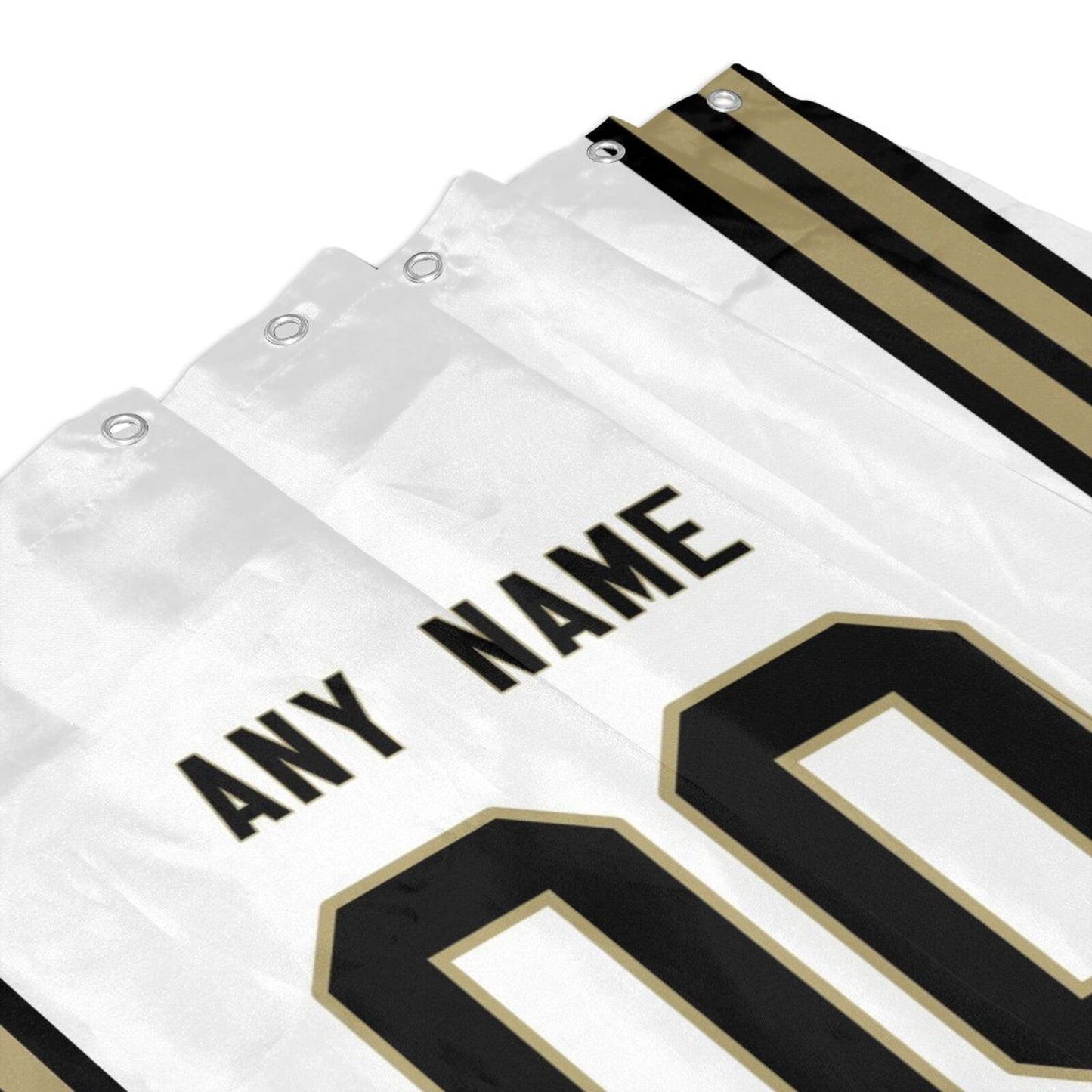 Custom Football New Orleans Saints style personalized shower curtain custom design name and number set of 12 shower curtain hooks Rings