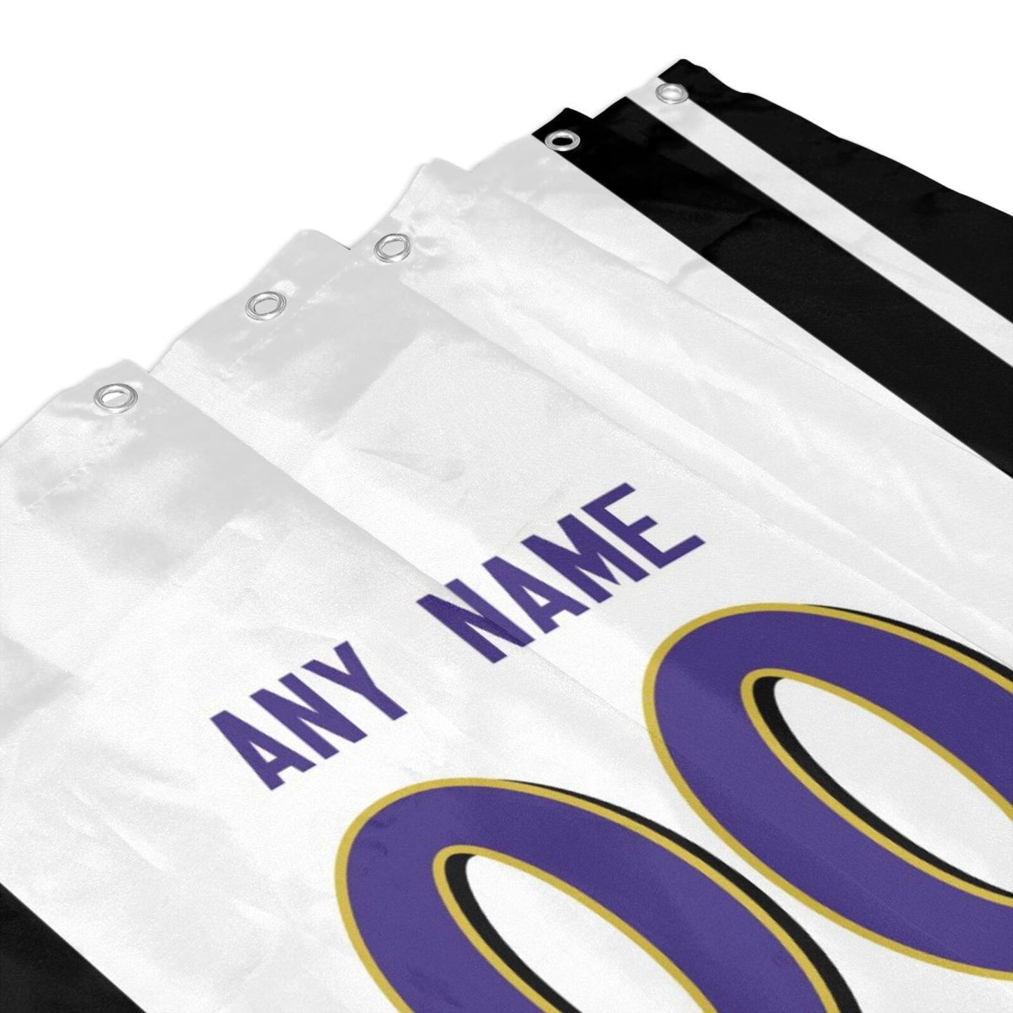 Custom Football Baltimore Ravens style personalized shower curtain custom design name and number set of 12 shower curtain hooks Rings