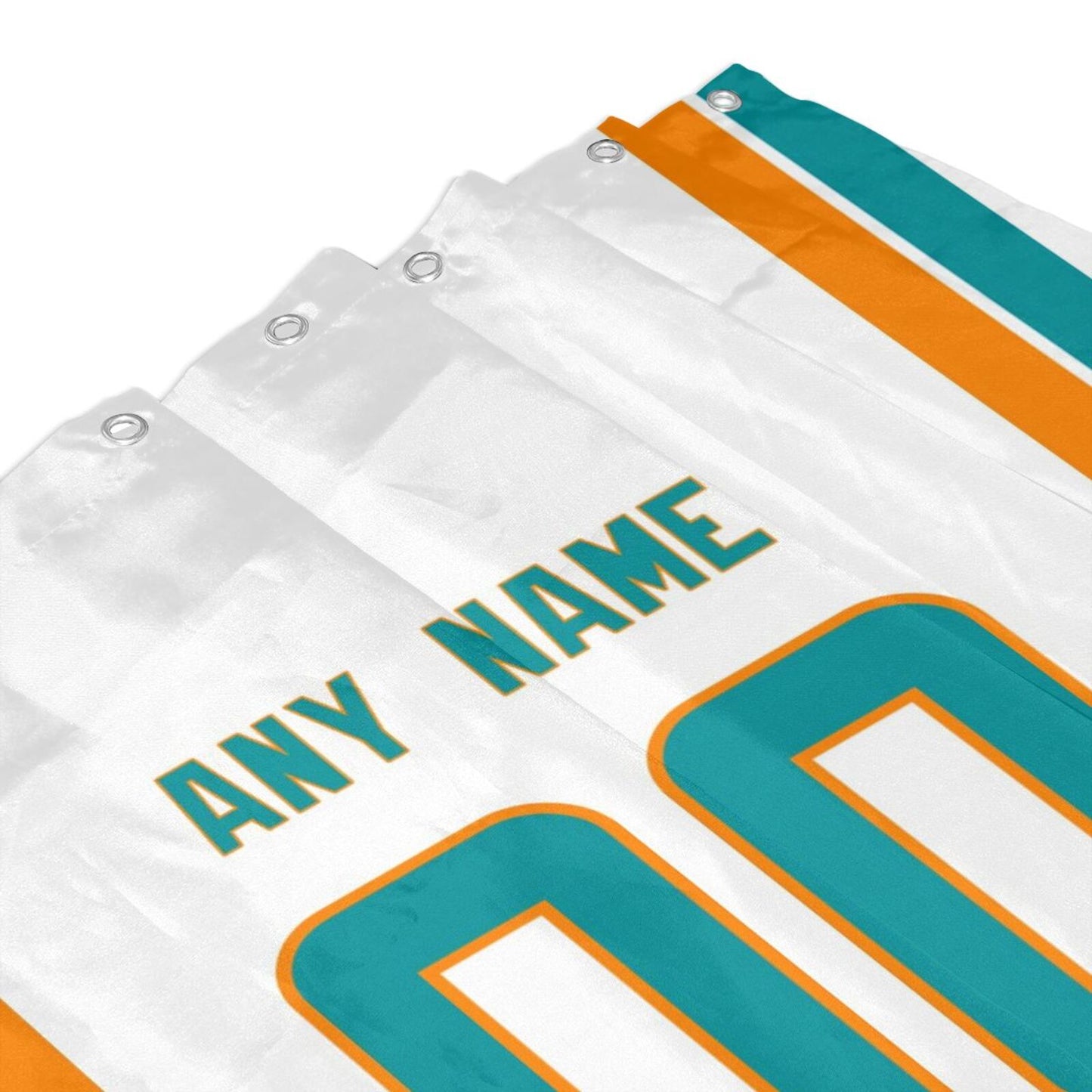 Custom Football Miami Dolphins style personalized shower curtain custom design name and number set of 12 shower curtain hooks Rings