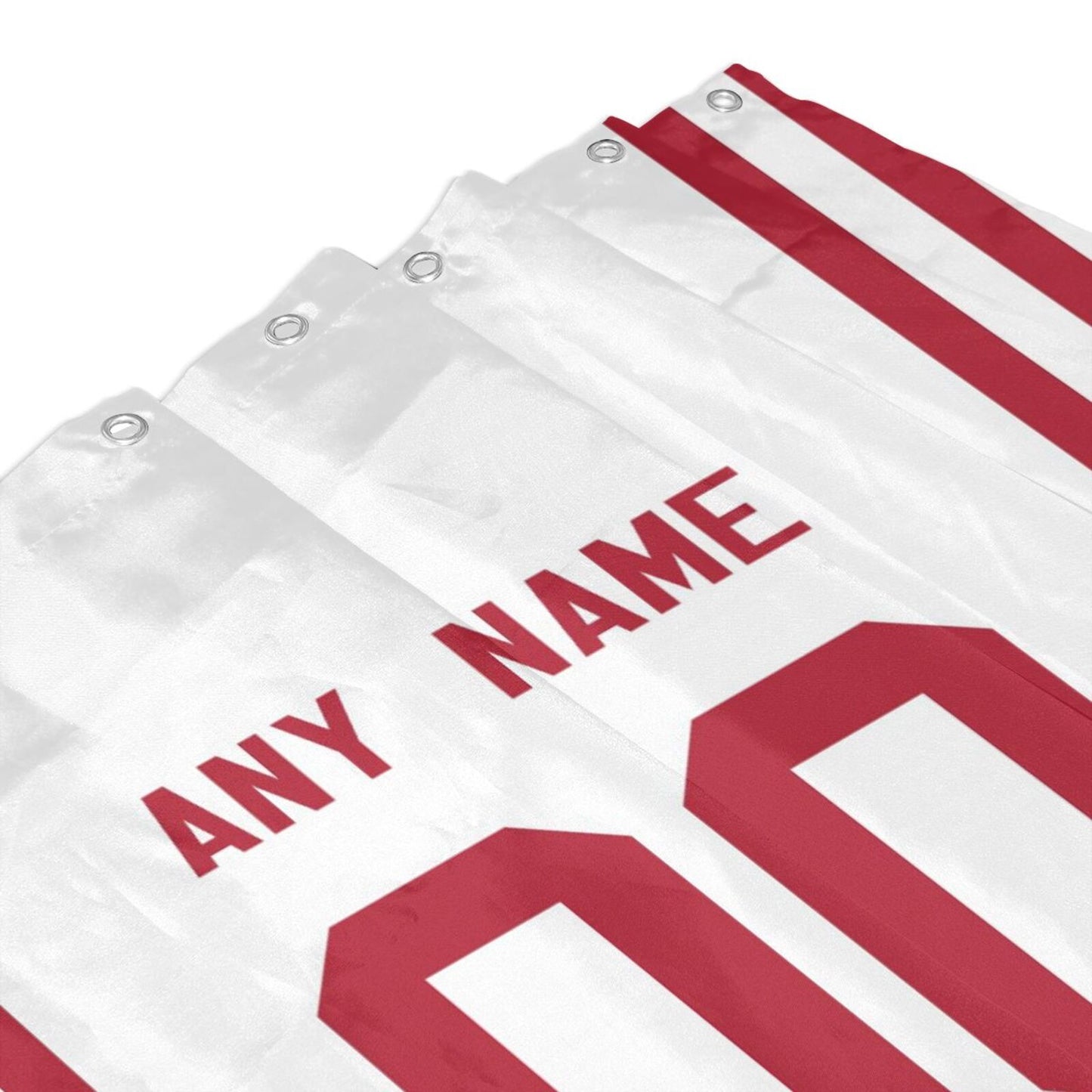 Custom Football San Francisco 49ers style personalized shower curtain custom design name and number set of 12 shower curtain hooks Rings
