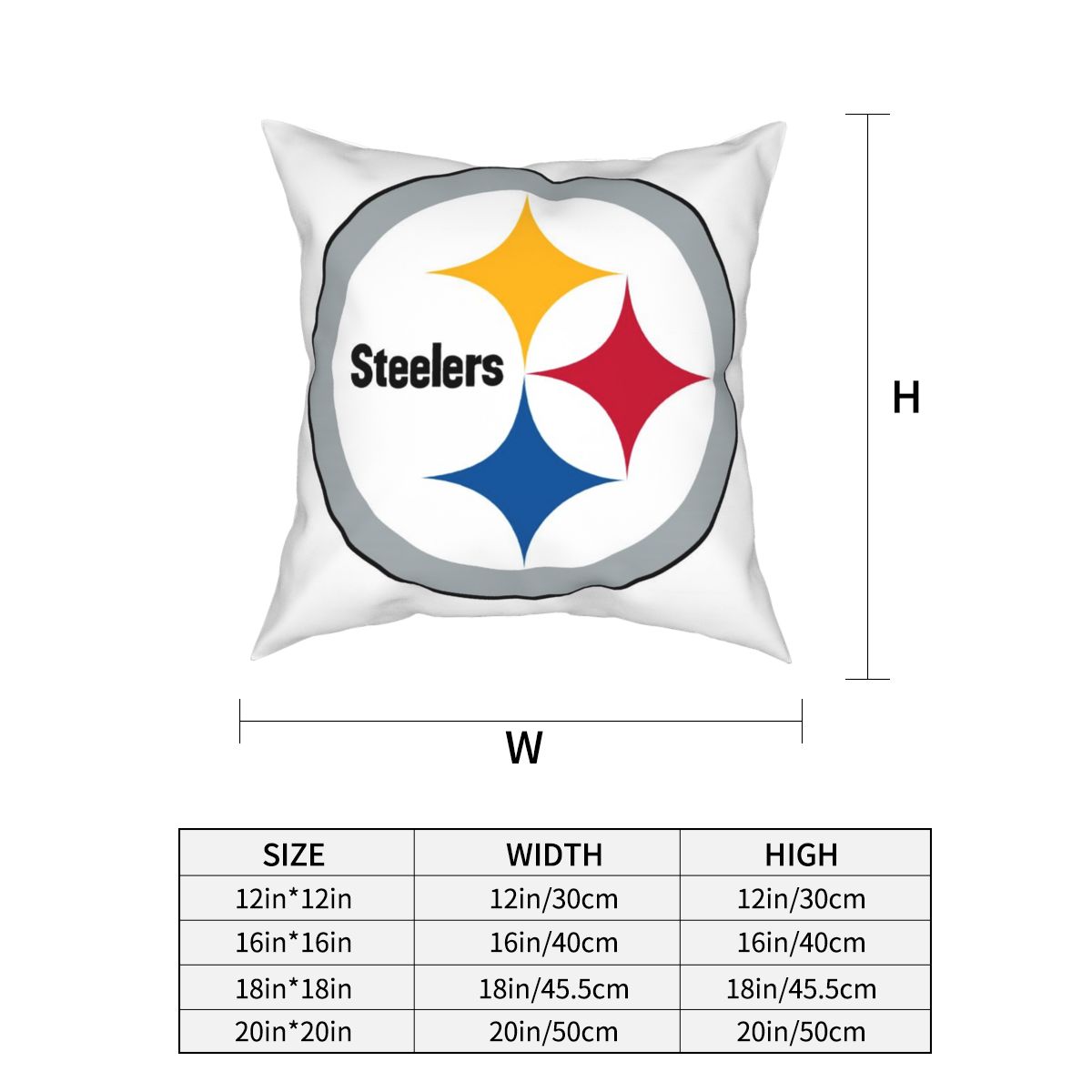 Custom Decorative Football Pillow Case Pittsburgh Steelers White Pillowcase Personalized Throw Pillow Covers