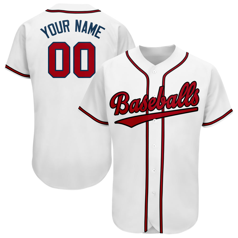 Custom Atlanta Braves Stitched Baseball Jersey Personalized Button Down Baseball T Shirt