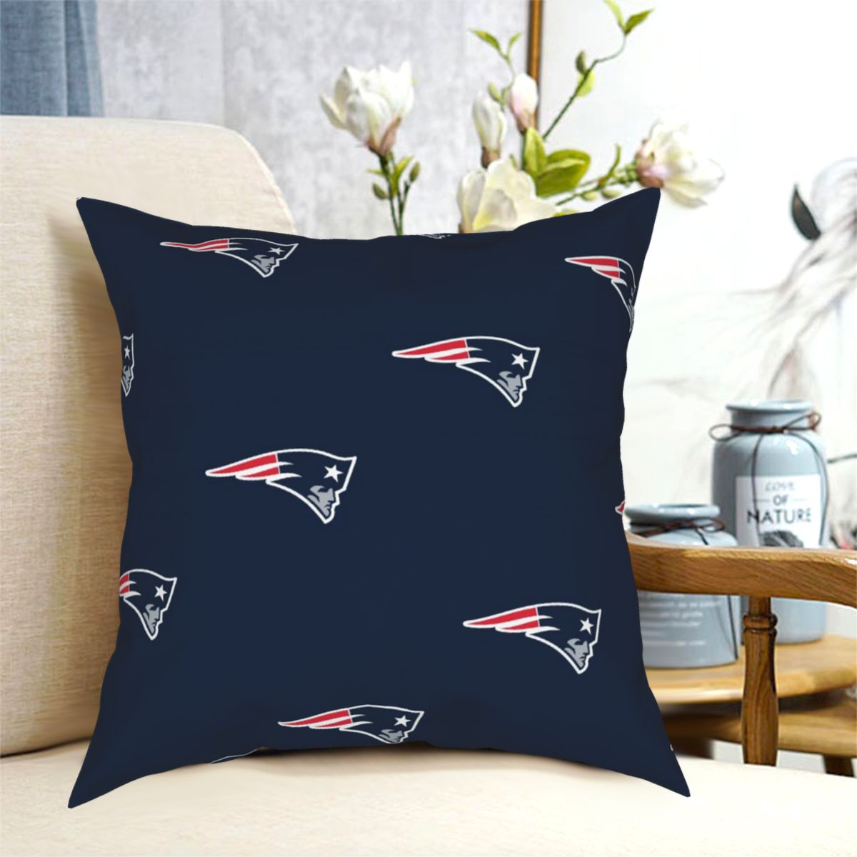 Custom Decorative Football Pillow Case New England Patriots Pillowcase Personalized Throw Pillow Covers