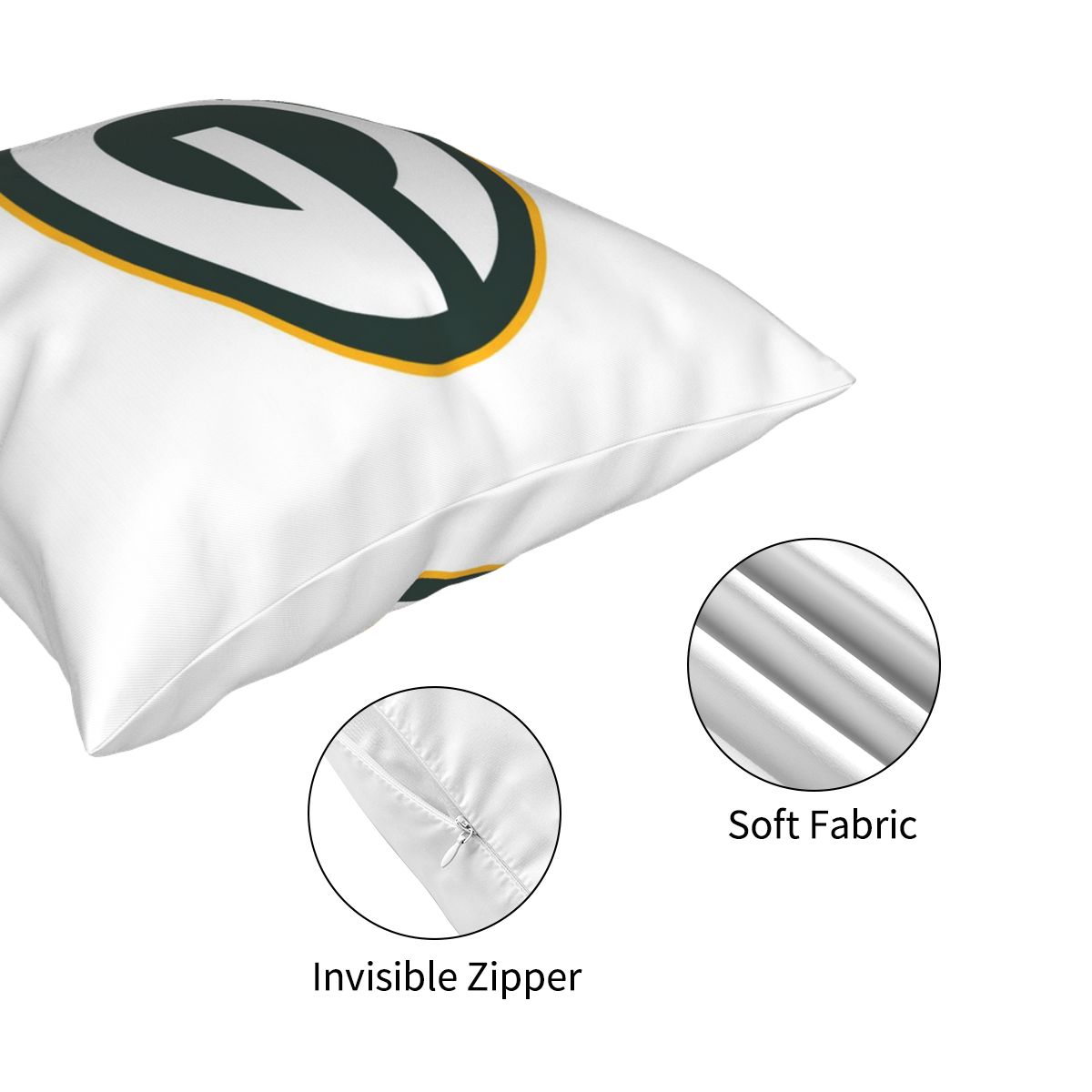 Custom Decorative Football Pillow Case Green Bay Packers White Pillowcase Personalized Throw Pillow Covers