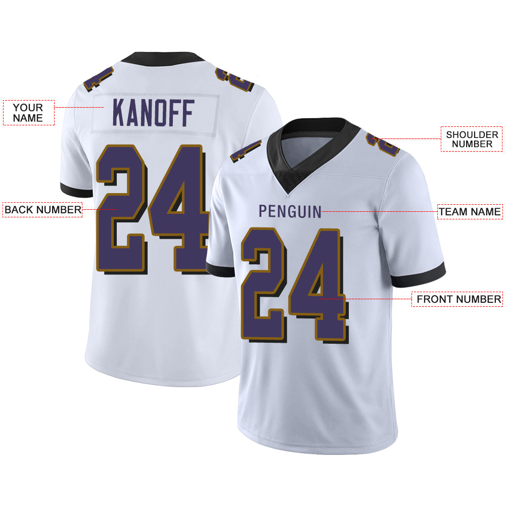 Custom Men's American Baltimore Ravens White Vapor Limited Stitched Football Jersey