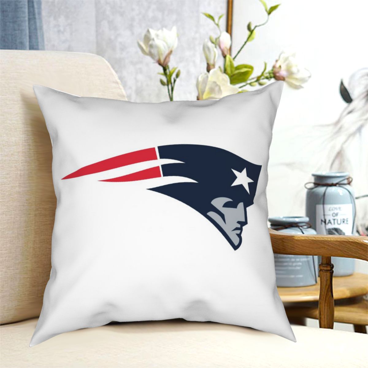Custom Decorative Football Pillow Case New England Patriots White Pillowcase Personalized Throw Pillow Covers