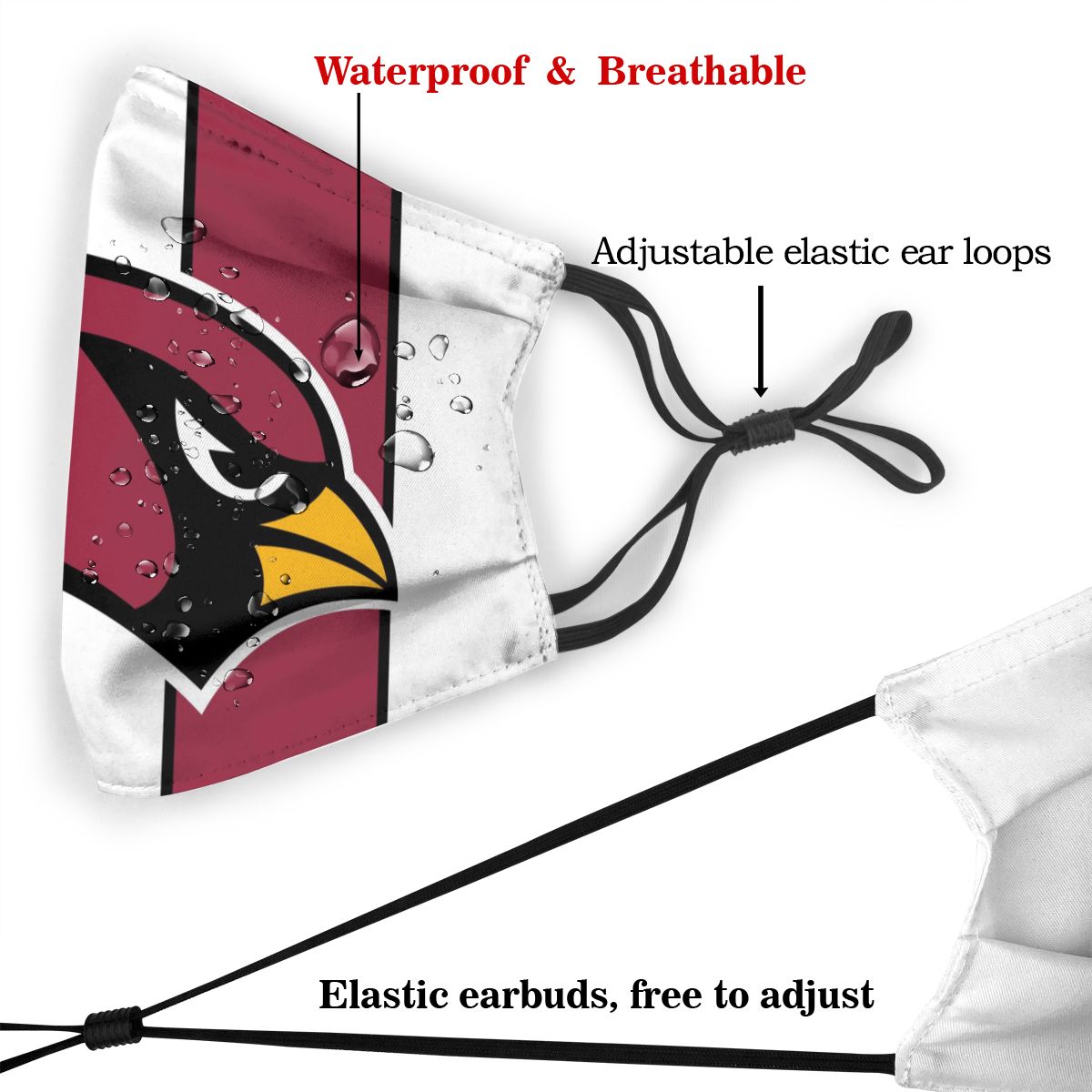 Custom Football Personalized AZ.Cardinal 01- White Dust Face Mask With Filters PM 2.5