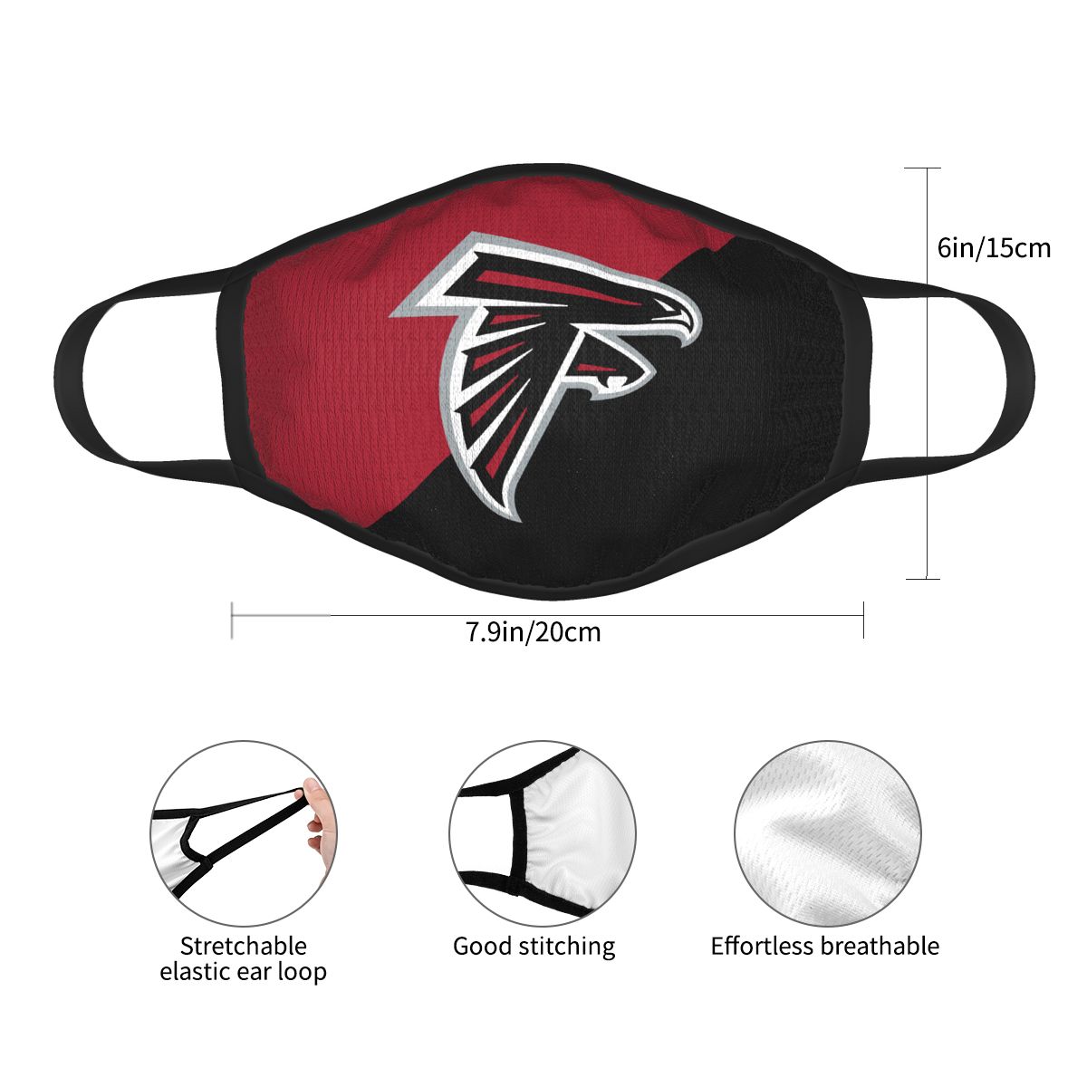 Custom Football Personalized Atlanta Falcons Dust Face Mask With Filters PM 2.5