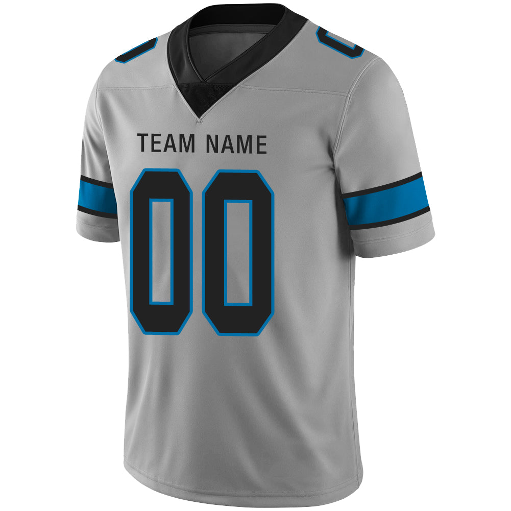 Custom Carolina Panthers Stitched American Football Jerseys Personalize Birthday Gifts Grey Jersey