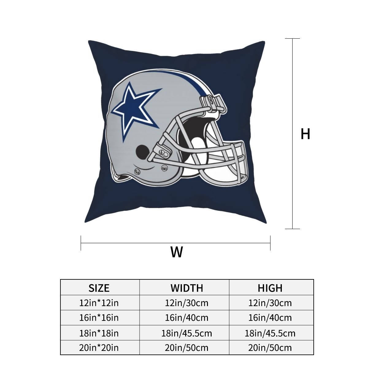 Custom Decorative Football Pillow Case Navy Dallas Cowboys Pillowcase Personalized Throw Pillow Covers