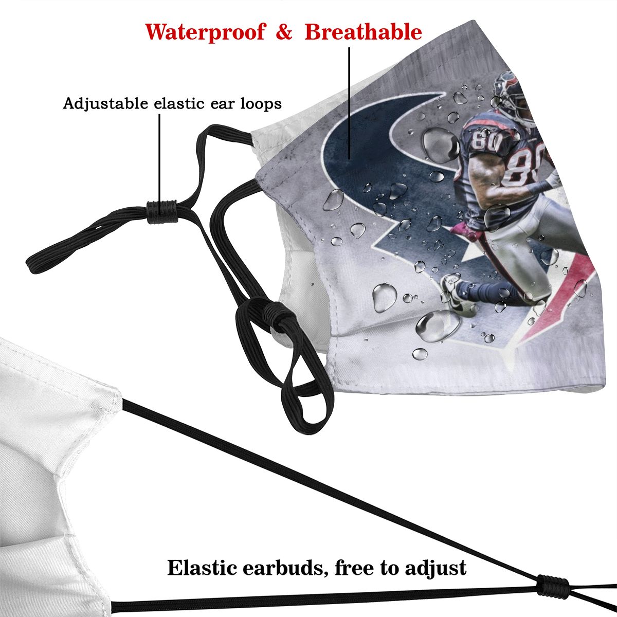 Print Football Personalized Houston Texans 7 Dust Face Mask With Filters PM 2.5