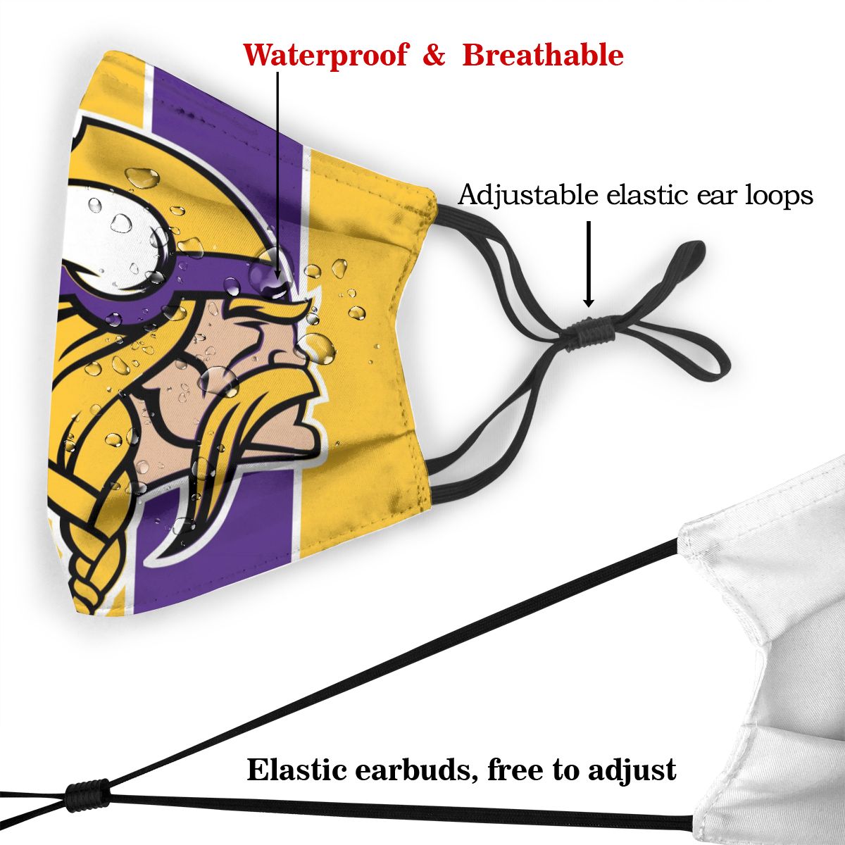Custom Football Personalized MN. Viking 01- Yellow Dust Face Mask With Filters PM 2.5