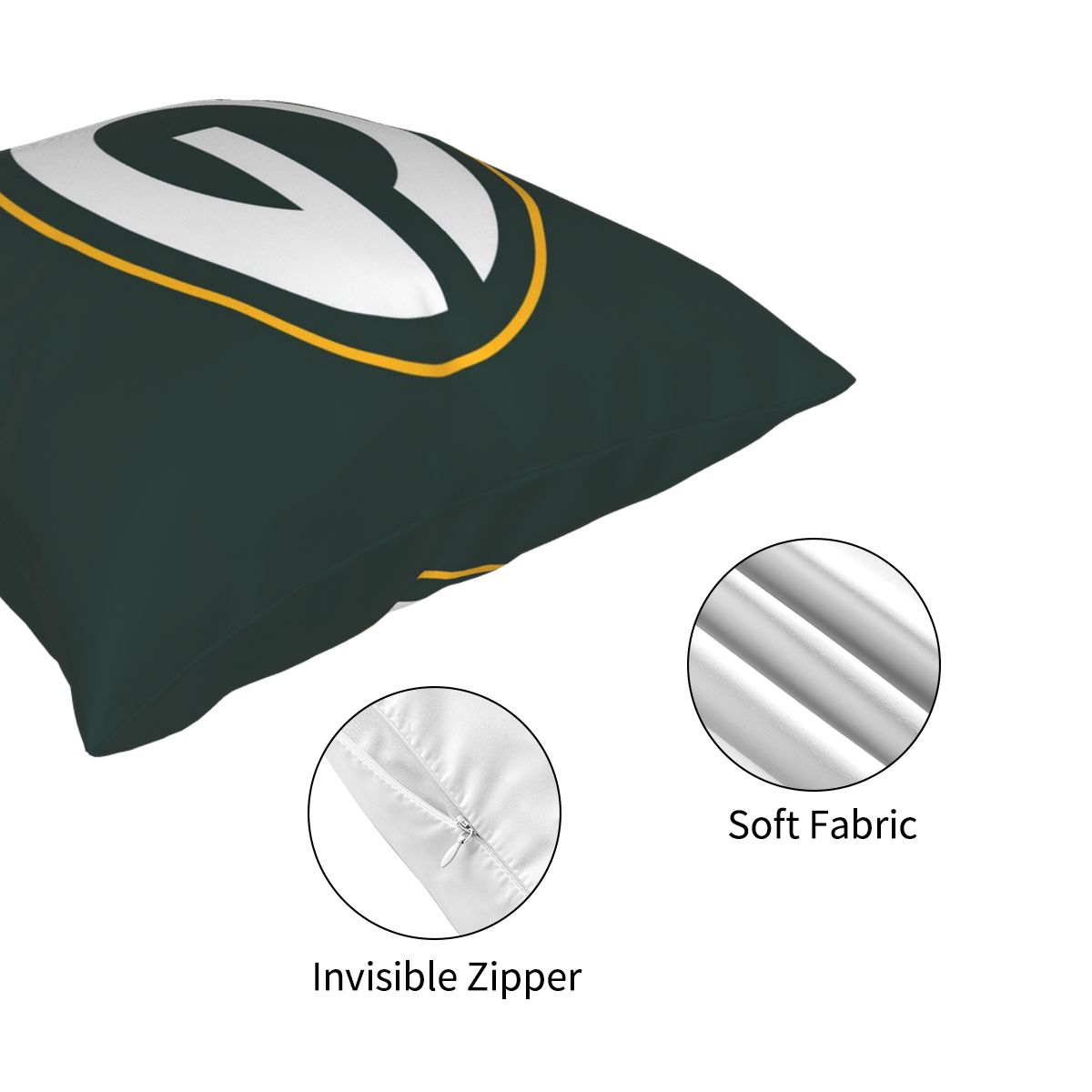 Custom Decorative Football Pillow Case Green Bay Packers Green Pillowcase Personalized Throw Pillow Covers