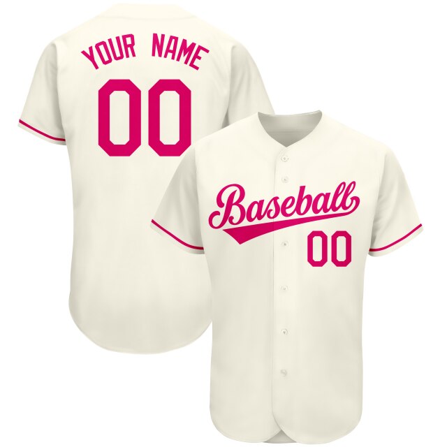 Custom Creamy-White Baseball Jersey Embroidered,Personalize Small Button Shirts For Men/Women/Kids, Add Team Name, Number