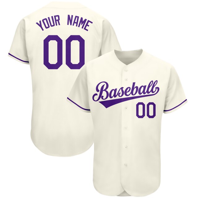 Custom Creamy-White Baseball Jersey Embroidered,Personalize Small Button Shirts For Men/Women/Kids, Add Team Name, Number