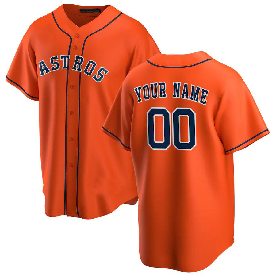 Custom Baseball Orange Houston Astros Jerseys Stitched Letter And Numbers Mesh for Men Women Youth Button Down Jersey Free Shipping