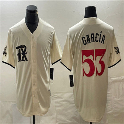 Los Angeles Dodgers #53 Adolis Garc¨ªa Cream Home Authentic Patch Jersey Baseball Jerseys