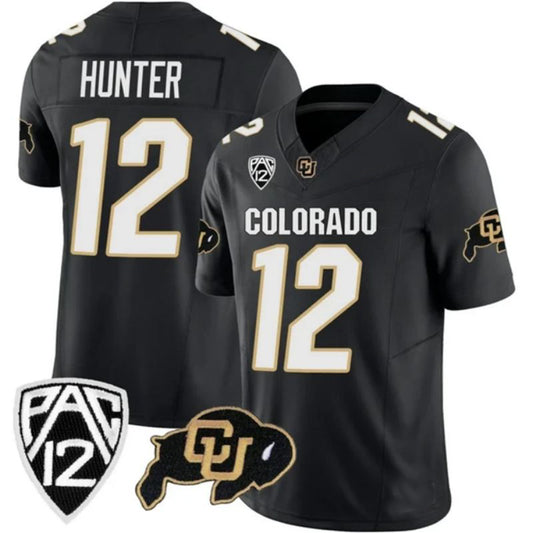 C.Buffalo #12 Travis Hunter Black 2023 Fuse Stitched Football College Jersey