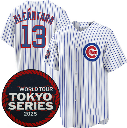Chicago Cubs #13 Kevin Alc¨¢ntara White 2025 World Tour Tokyo Series Home Stitched Baseball Jersey