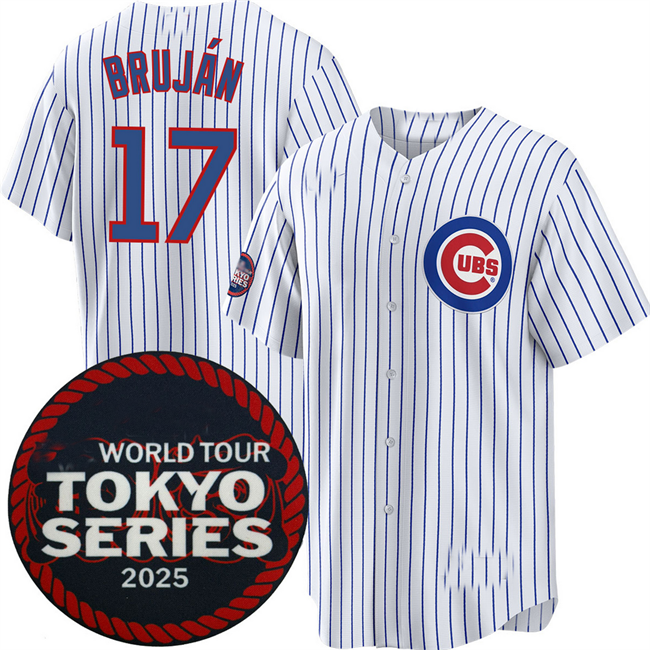 Chicago Cubs #17 Vidal Bruj¨¢n White 2025 World Tour Tokyo Series Home Stitched Baseball Jersey