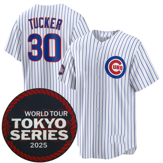 Chicago Cubs #30 Kyle Tucker White 2025 World Tour Tokyo Series Home Stitched Baseball Jersey