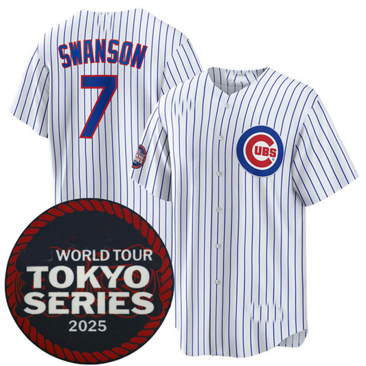 Chicago Cubs #7 Dansby Swanson White 2025 World Tour Tokyo Series Home Stitched Baseball Jersey