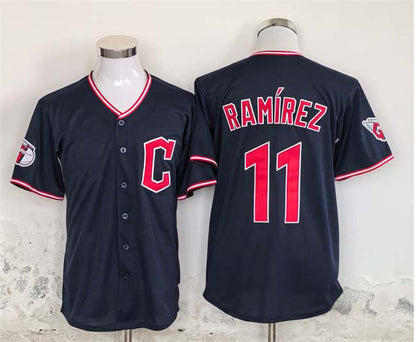 Cleveland Guardians #11 Jose Ramirez Navy Stitched Baseball Jersey