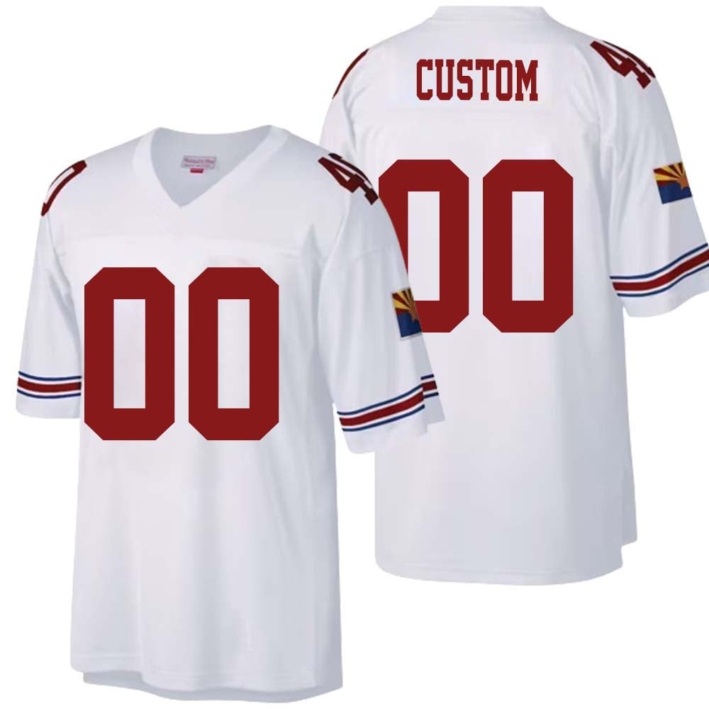 Custom Throwback Arizona Cardinals Stitched White Mitchell And Ness 2000 Replica Jersey