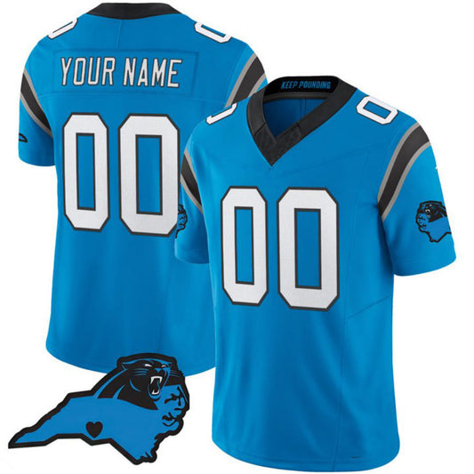 Custom Carolina Panthers 2024 Blue Vapor F.U.S.E. Limited Carolina Patch All Stitched Jersey