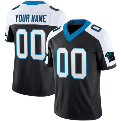 Custom Carolina Panthers 2024 White Black Vapor F.U.S.E. Limited All Stitched Jersey