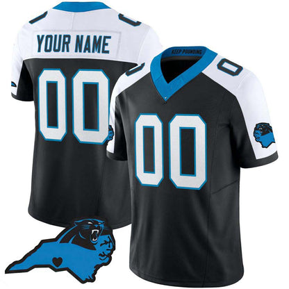 Custom Carolina Panthers 2024 White Black Vapor F.U.S.E. Limited Carolina Patch All Stitched Jersey
